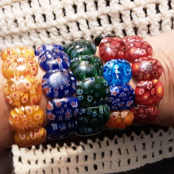 Yellow,blue,green,red,multicolor bracelets - Picture 2 of 3